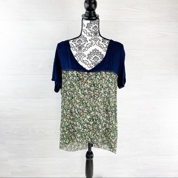 Free People Semi Sheer Floral Button Down Back Tunic Top - Picture 1 of 7